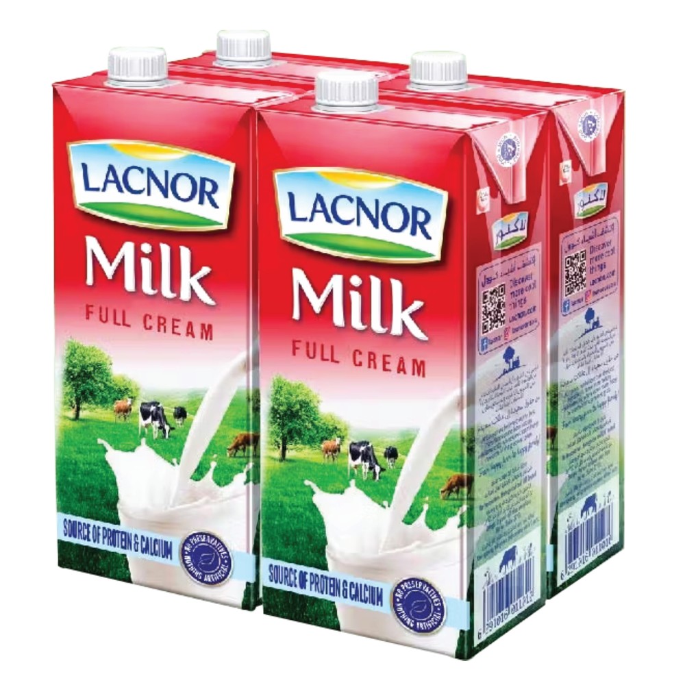 Lacnor Uht Full Cream Milk 4x1L