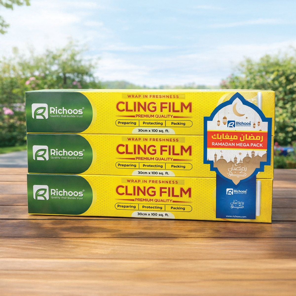 Richoos Food Grade Cling Film For Wrapping And Preserving Food 30cm X 100 Sq.ft