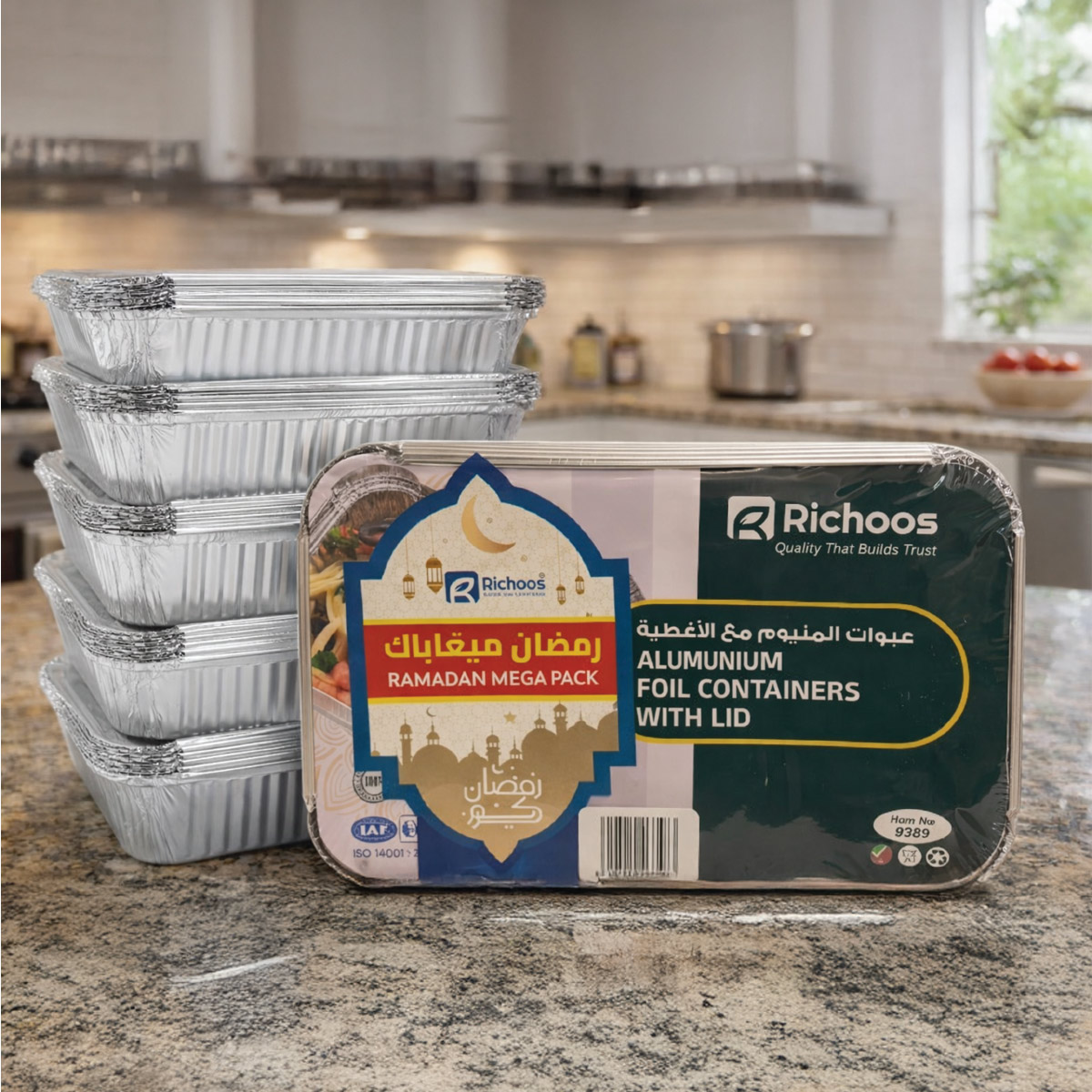 Richoos Disposable Aluminium Foil Containers With Lids 50 Pieces