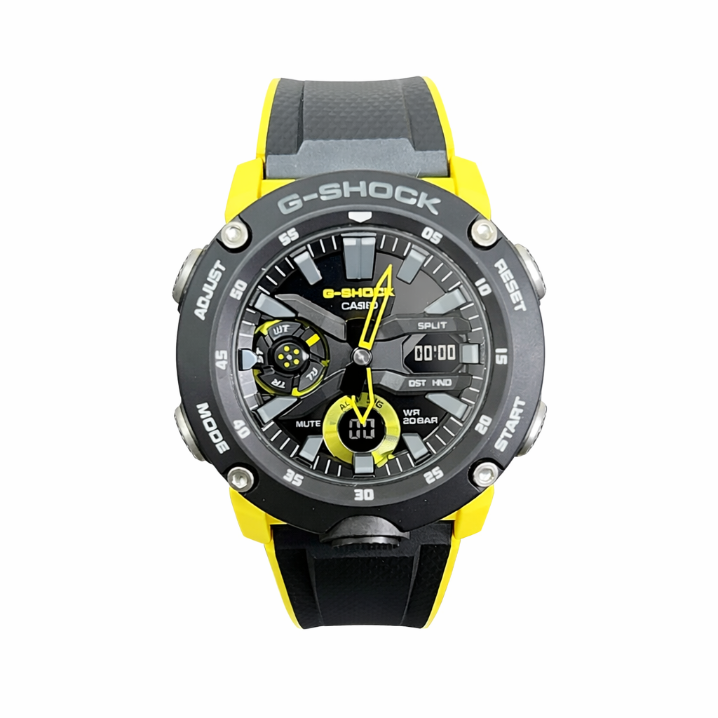 Casio G-Shock Men's Analog-Digital Quartz Watch BlackDial, Black/Yellow Strap - GA-2000-1A9DR