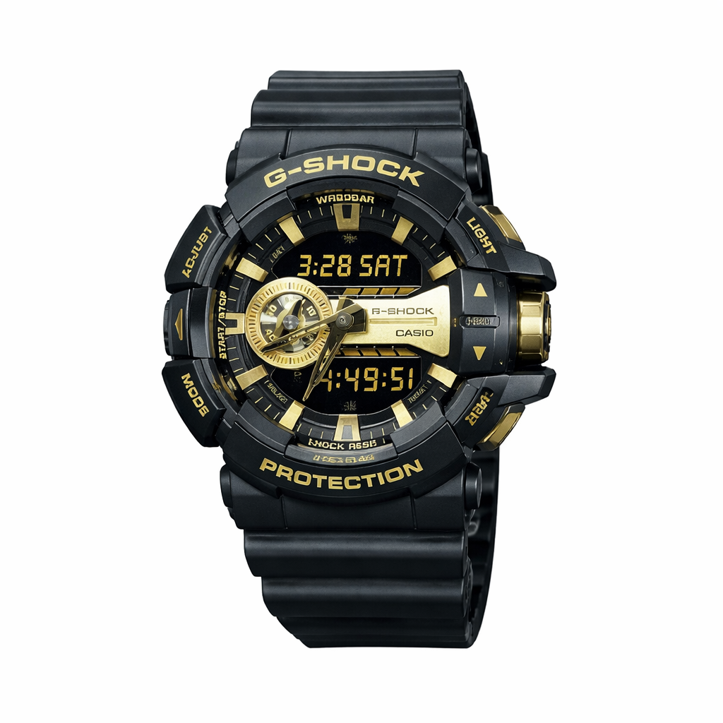 Casio G-Shock Men's Analog-Digital Quartz Watch Grey/Gold Dial, Black Strap - GA-400GB-1A9DR