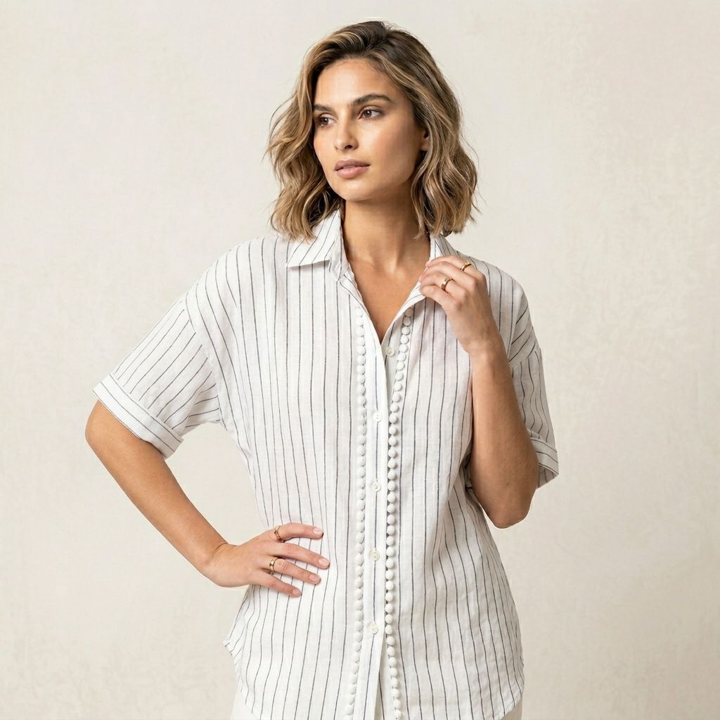 Ladies Blouse Printed S/S-White