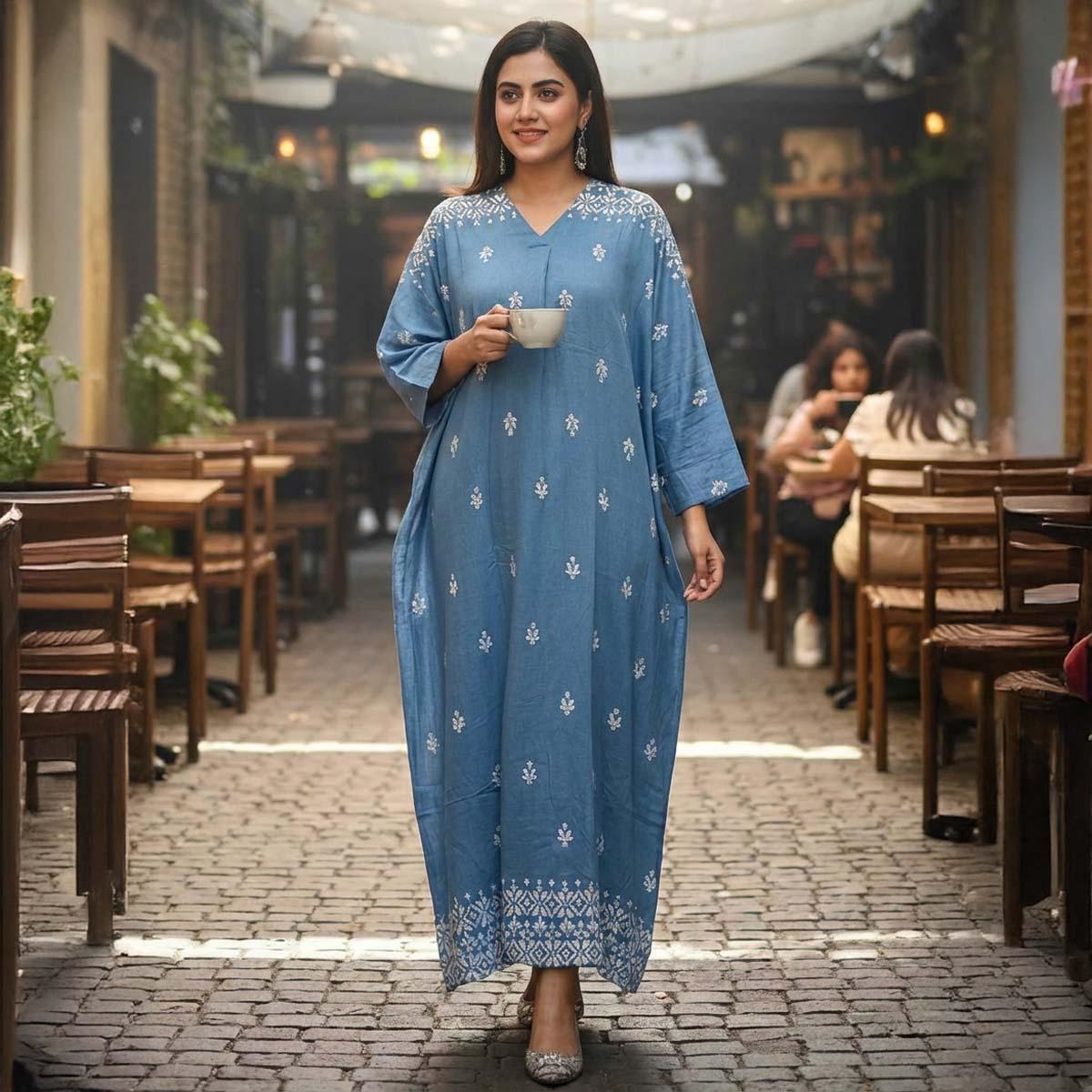 Ladies Jalabiya-Light Blue