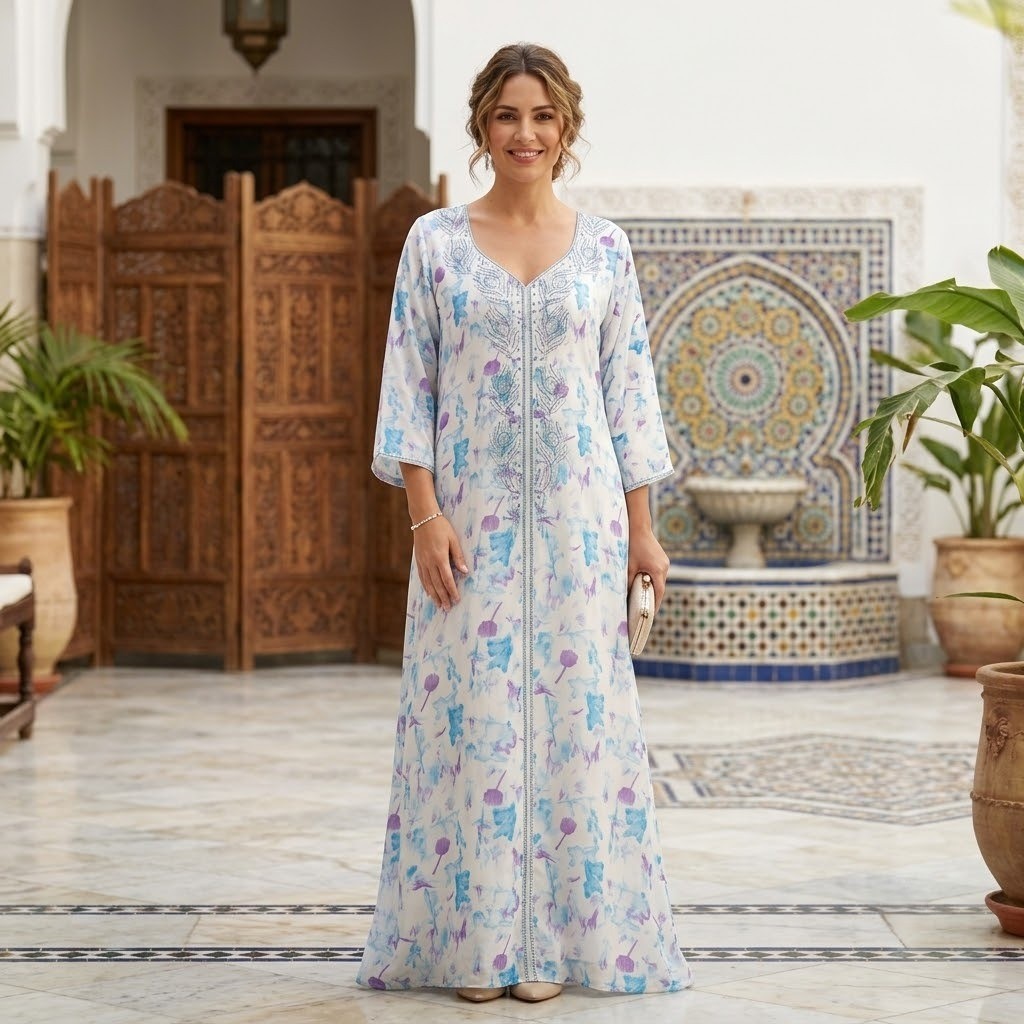 Ladies Mukhawar Jalabiya Multi-color-FREE SIZE