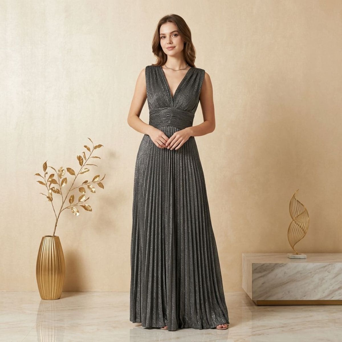 Ladies Party Dress-Silver