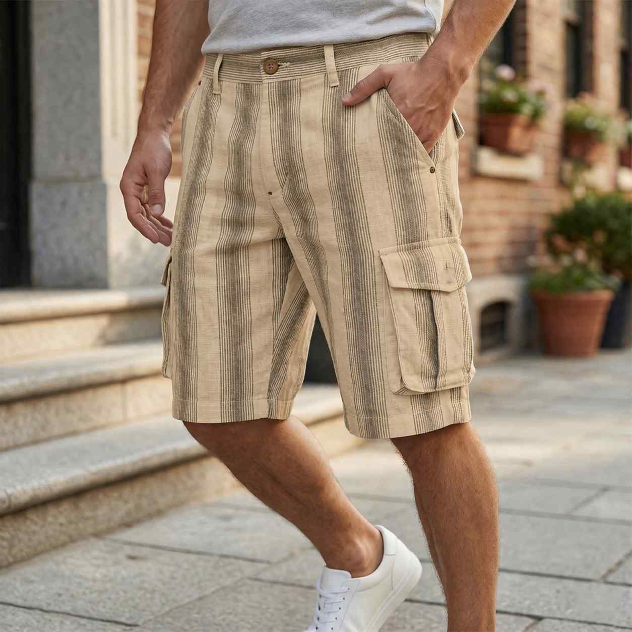 Mens Cargo Bermuda-Khaki-34
