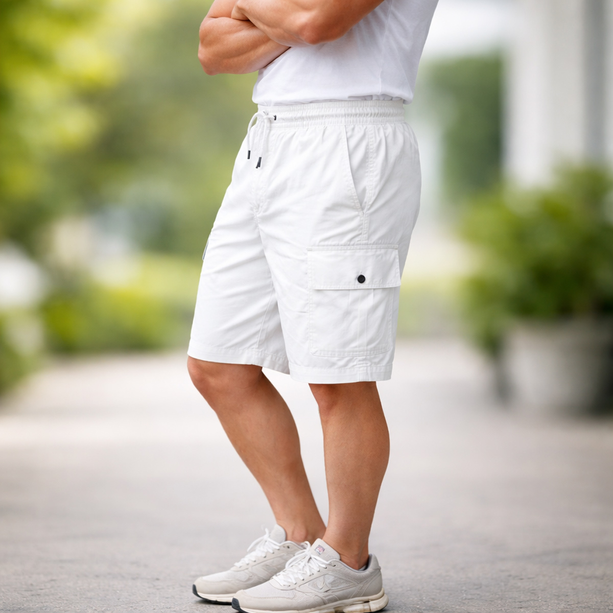Mens Cargo Short-White-L