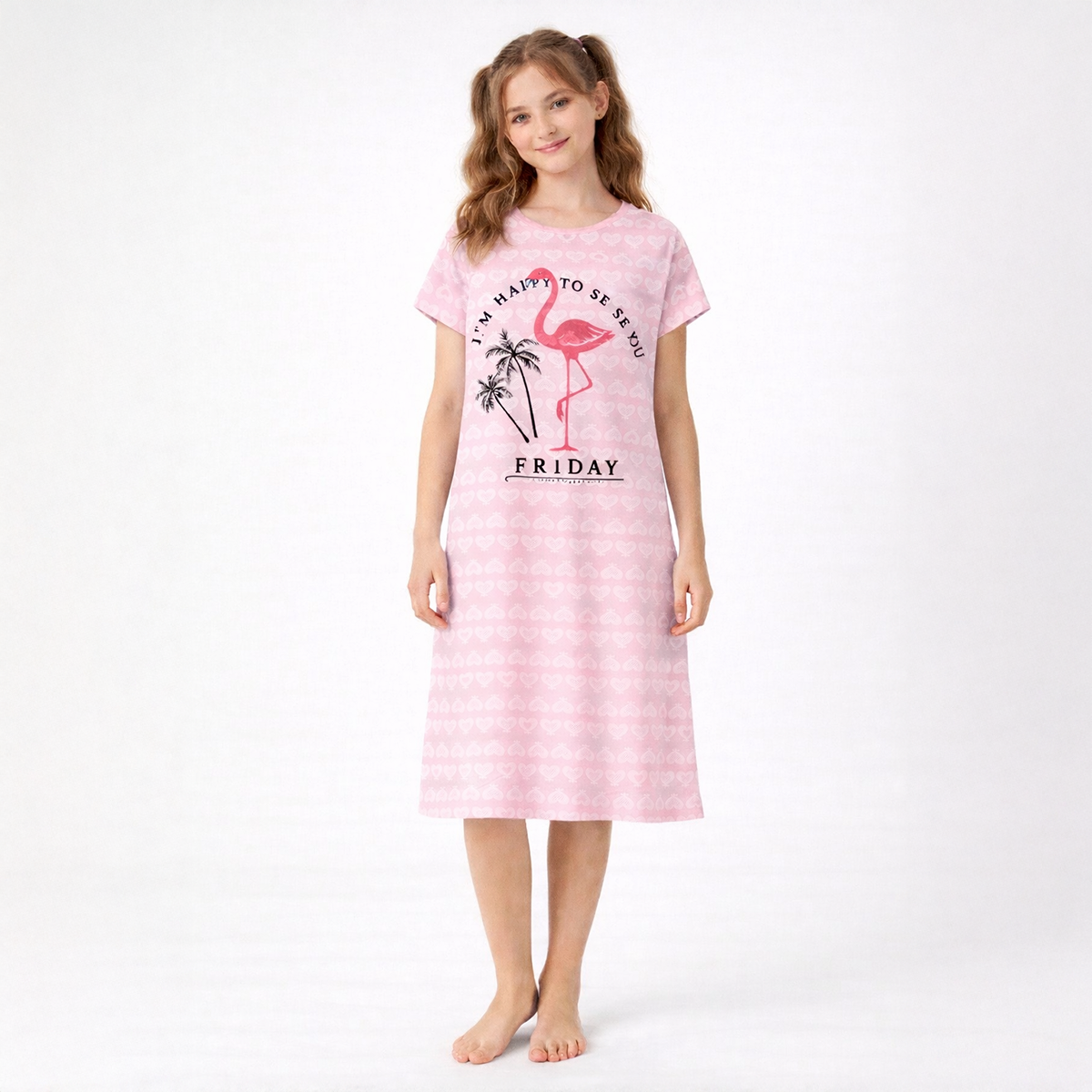 Girls Midi Gown-Pink-12Y