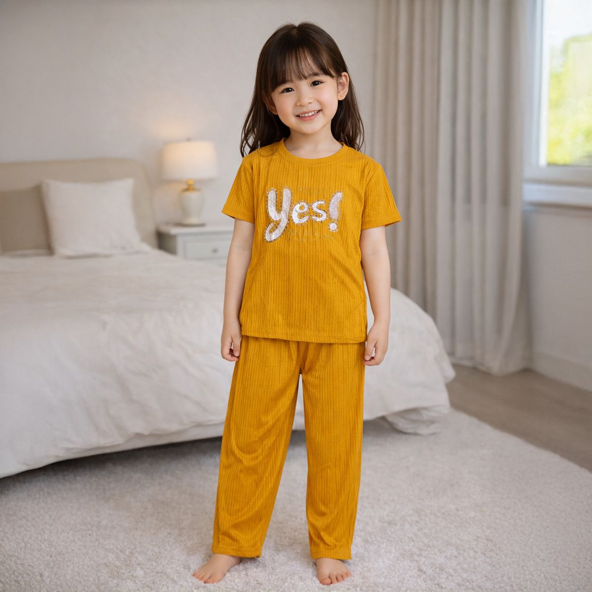Girls Pyjama With Pant S/S-12Y-Orange