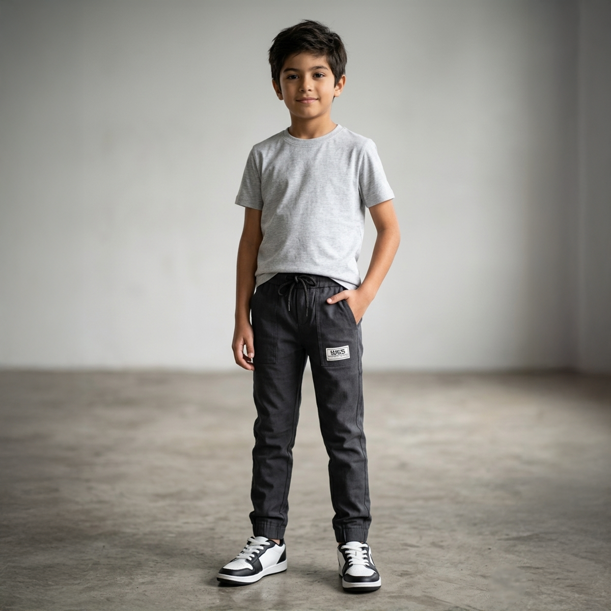 Boys Cotton Pant-14Y-Grey