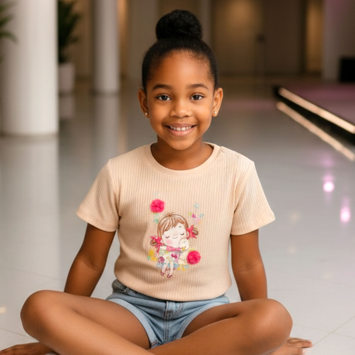 Baby Girls T-Shirt Plain S/S-Cream