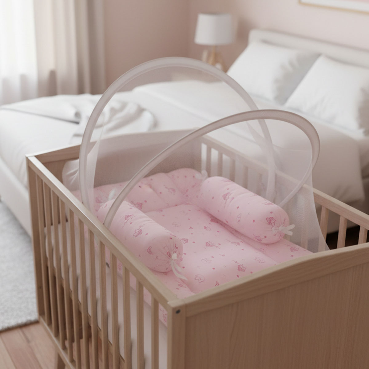 Baby Sleeping Nest with Mosquito Net-Pink