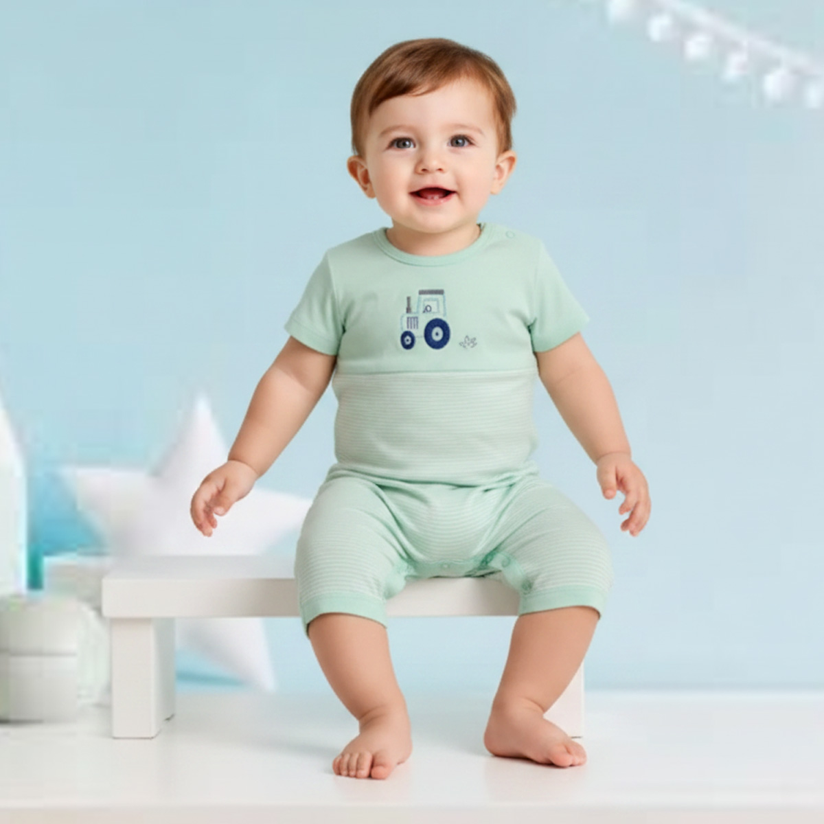 Baby Romper Light Green-Green