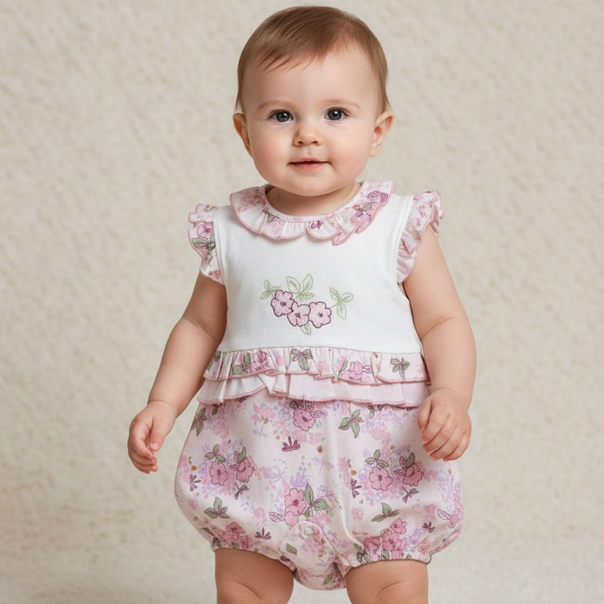 Boys Short Romper-Floral