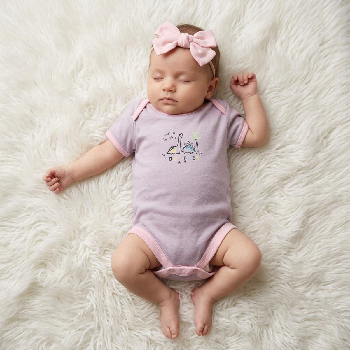 Baby Girls Body Suit S/S Set-Light Purple