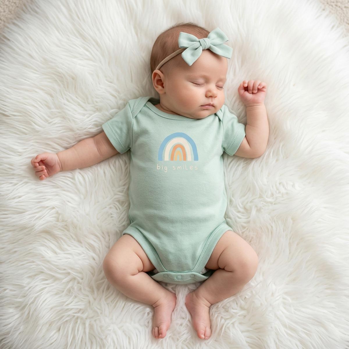 Baby Girls Body Suit S/S Set-Light Green