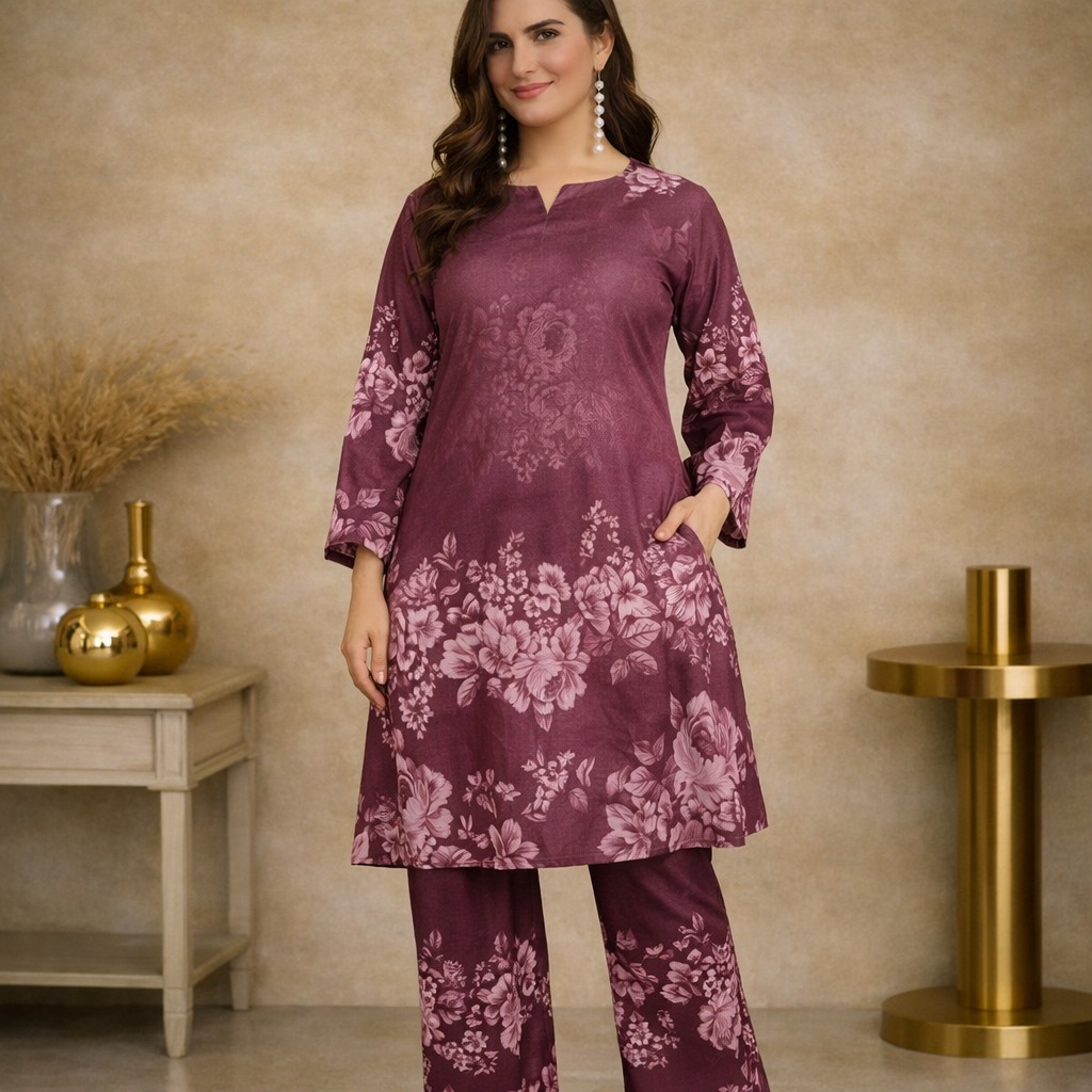 Plazo Pant Printed-Purple-L