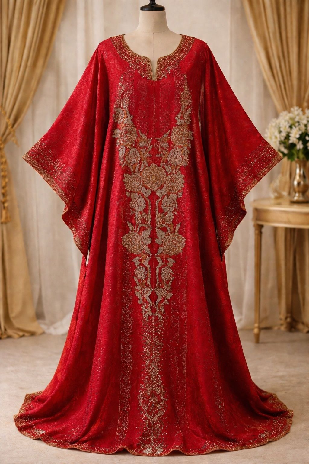 Jba Fabric Plain Shimmer Stone Free Size-Red