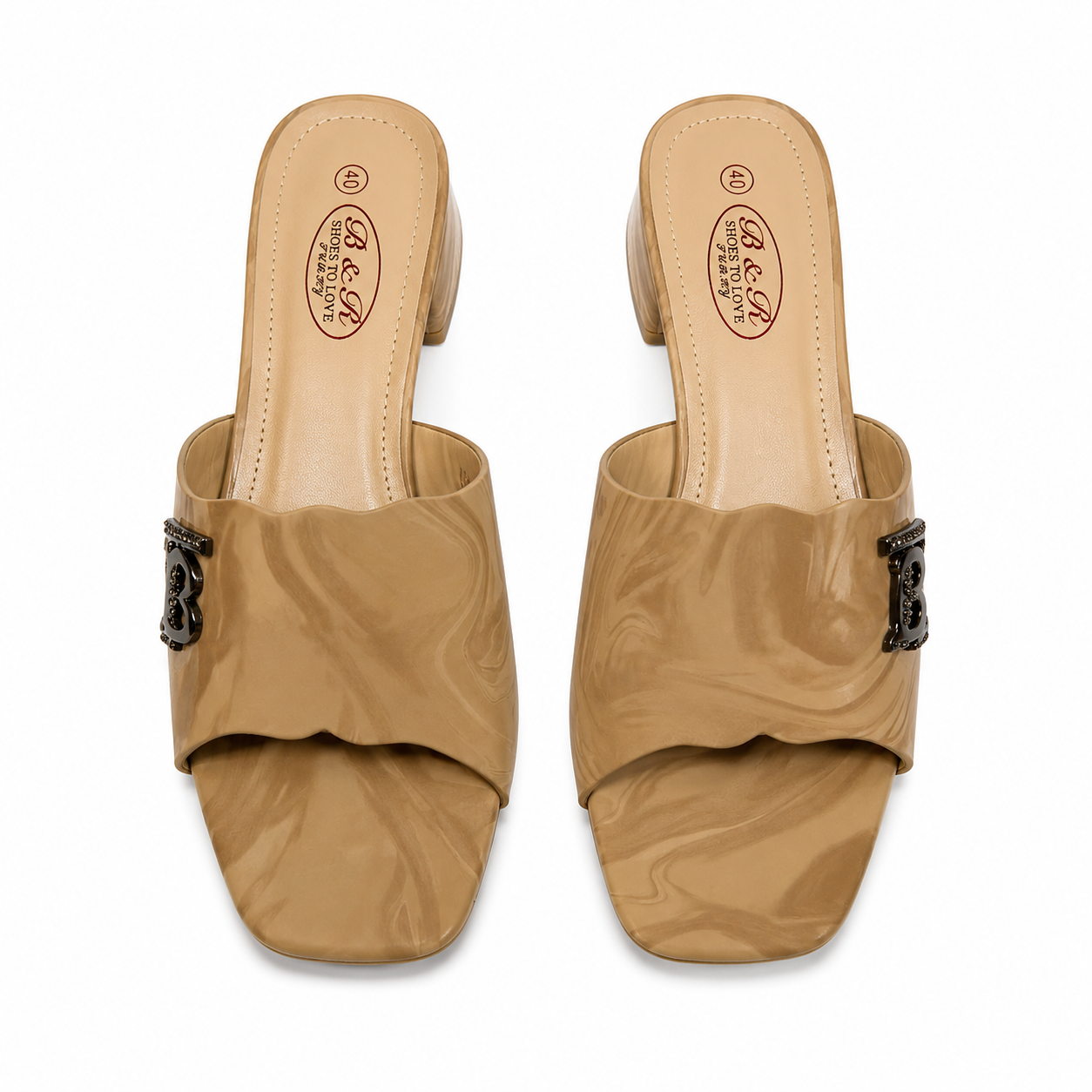 Ladies Slipper Low Heel-Khaki-37