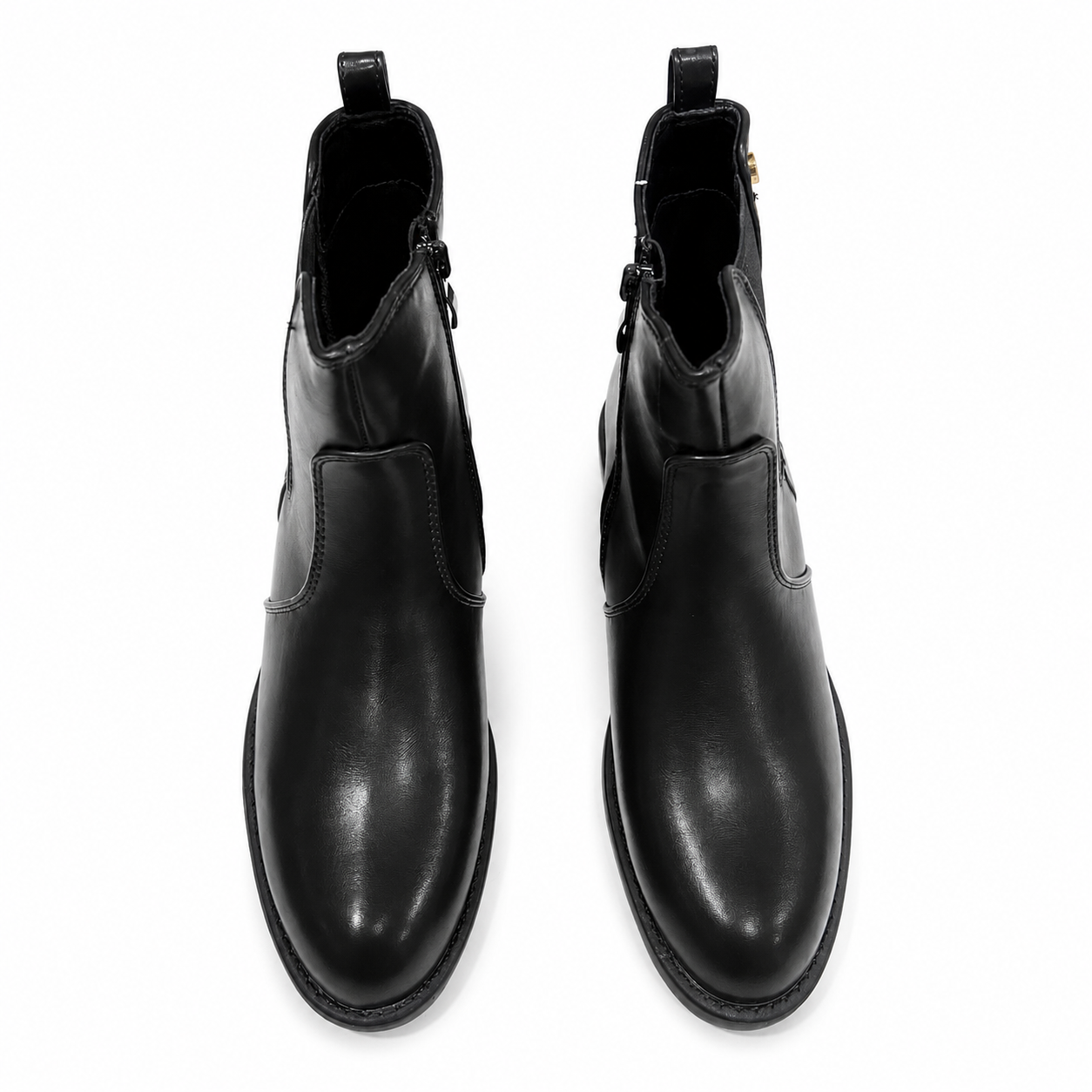 Ladies Boots Medium Heel Pu-Black-40