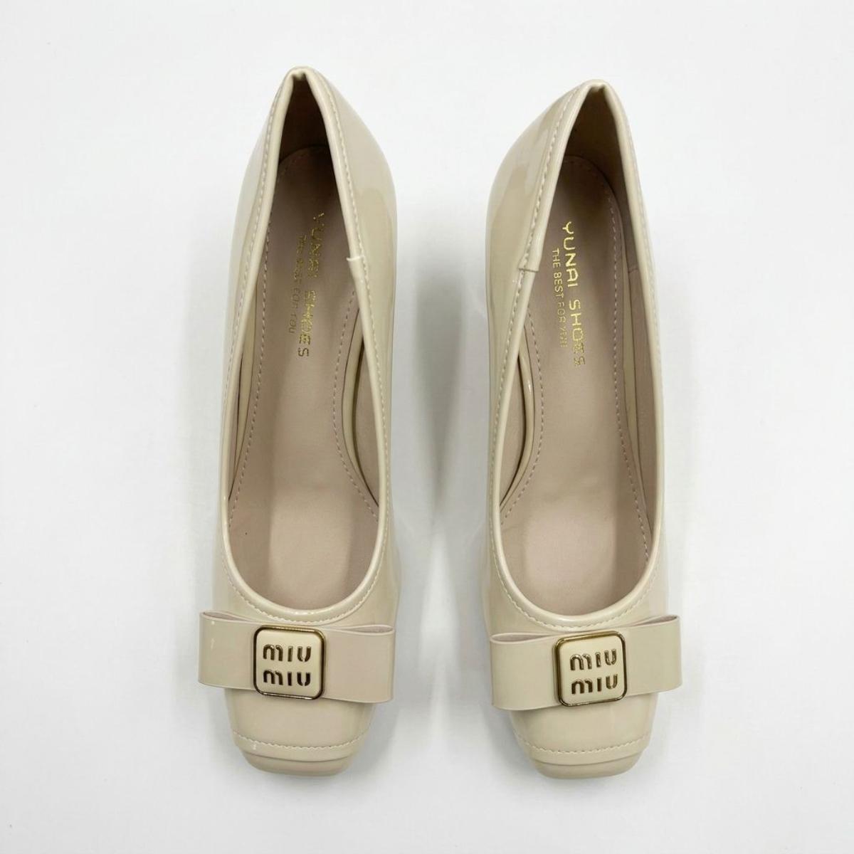 Ladies Medium H Shoes-Beige-41