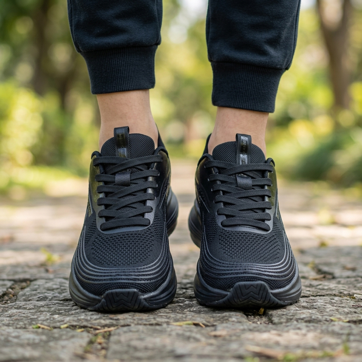 Ladies Running Shoes With Lace-Black