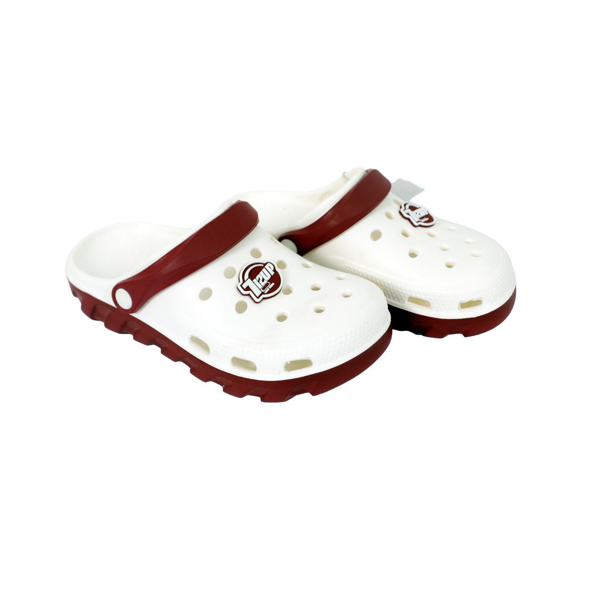 Ladies Classic Platform Clogs-White/Maroon-41