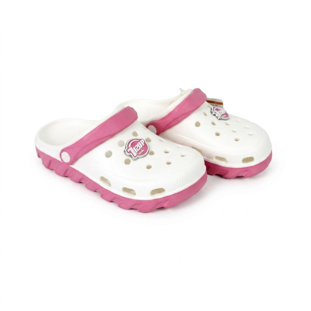 Ladies Classic Platform Clogs-White/Pink-36