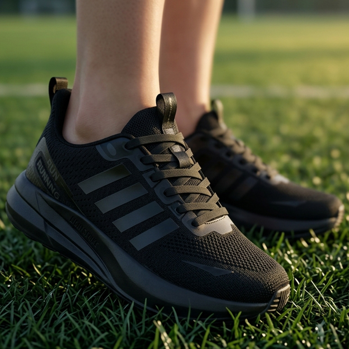 Running Shoes With Lace-Black
