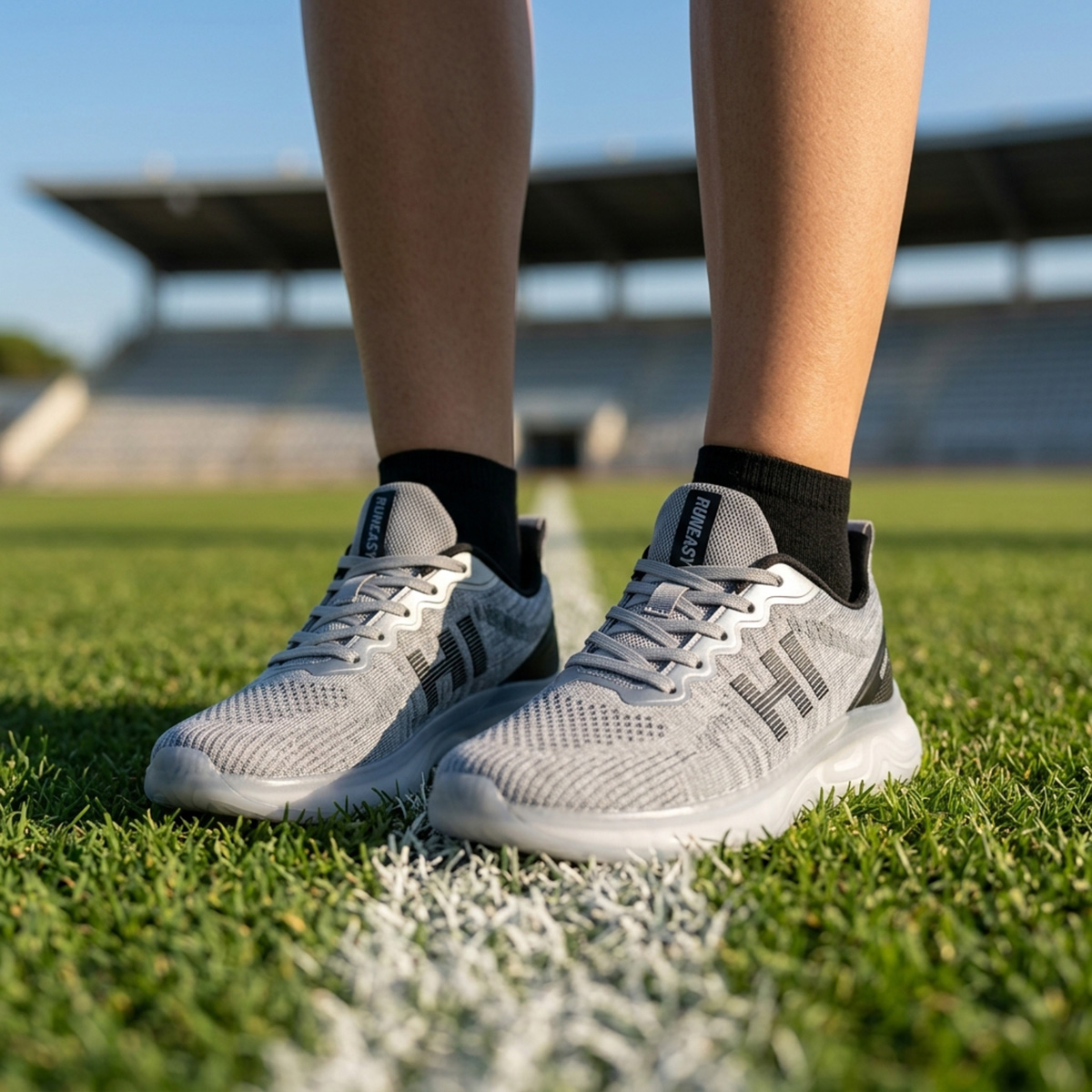 Running Shoes With Lace-Light Grey-40