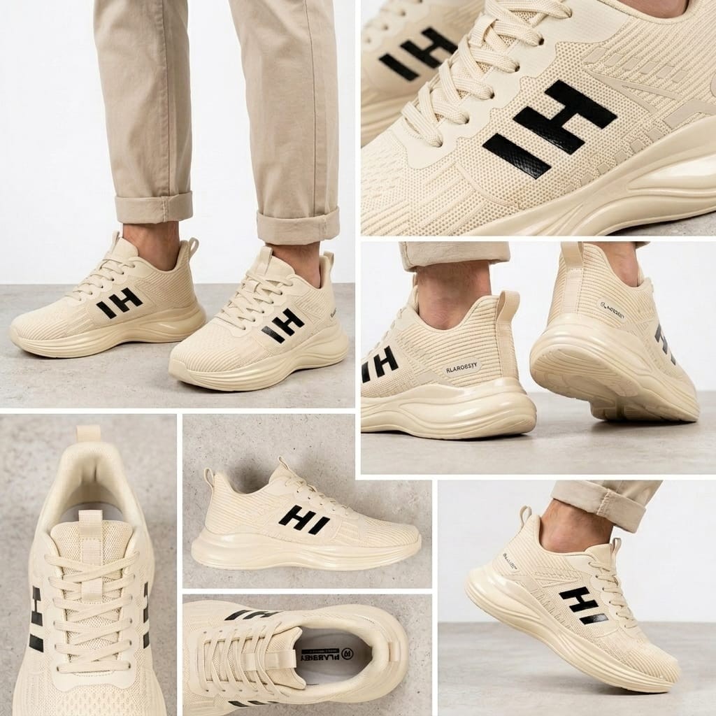 Running Shoes With Lace-Beige-41