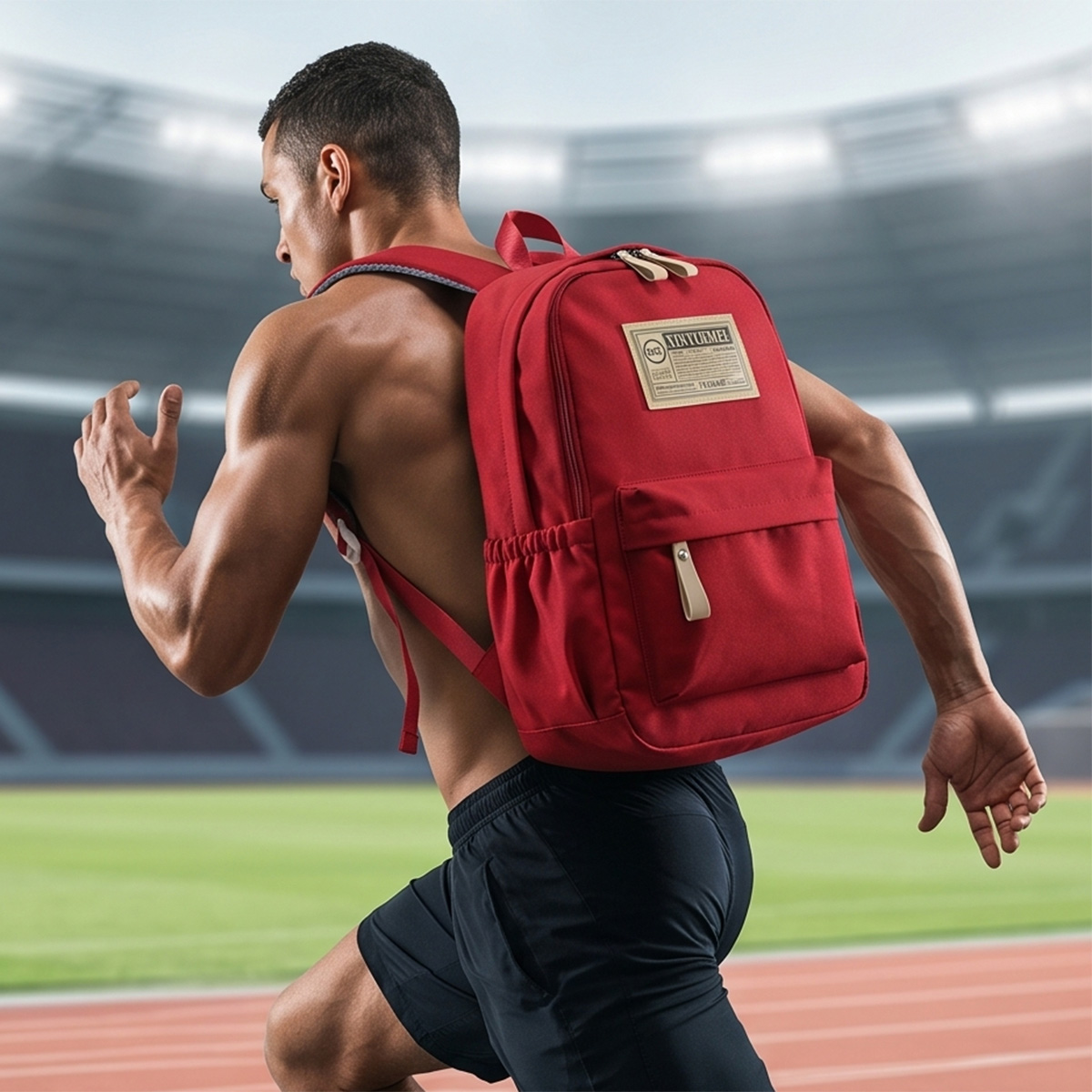 Back Pack Bag Fabric-Red