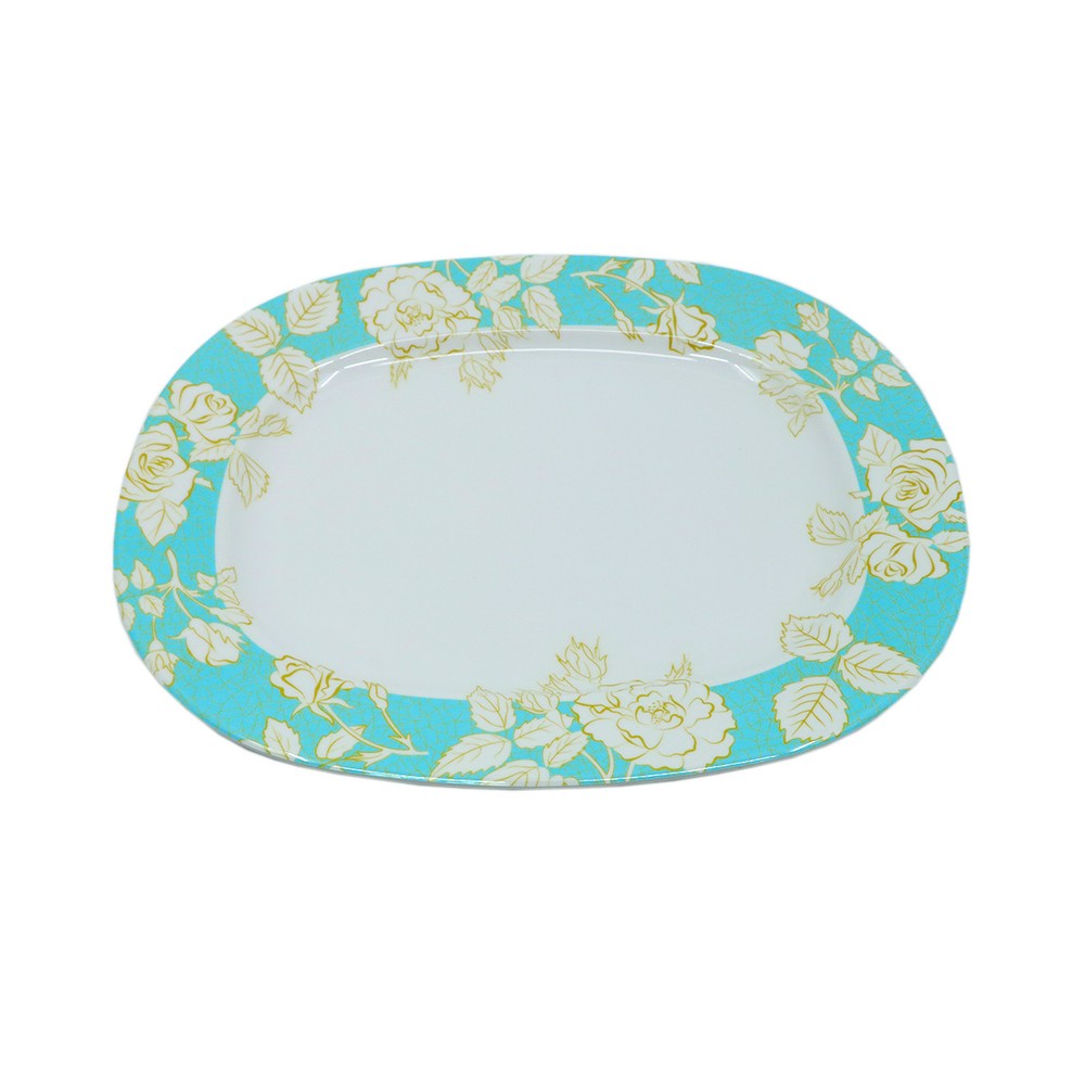 Oval Plate 12" Mint Rose