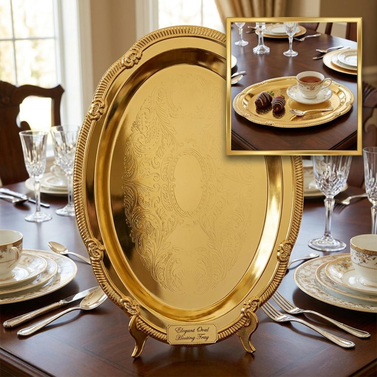 Single S/Steel Gold Tray L