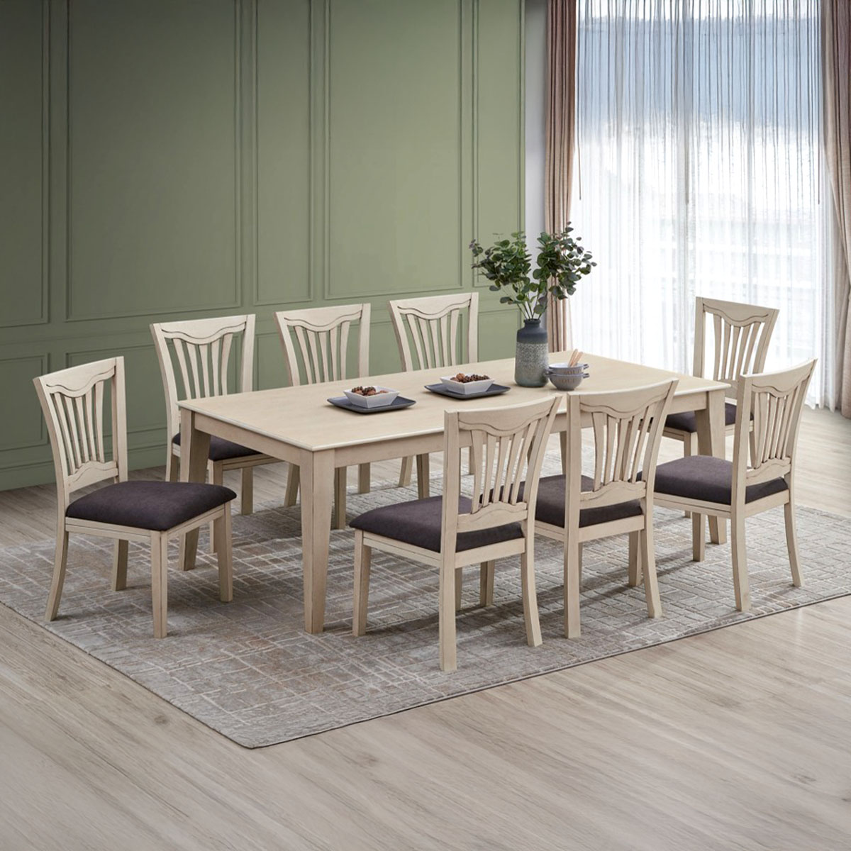 Modern Wood Dining Table Set (1 Table & 8 Chair)