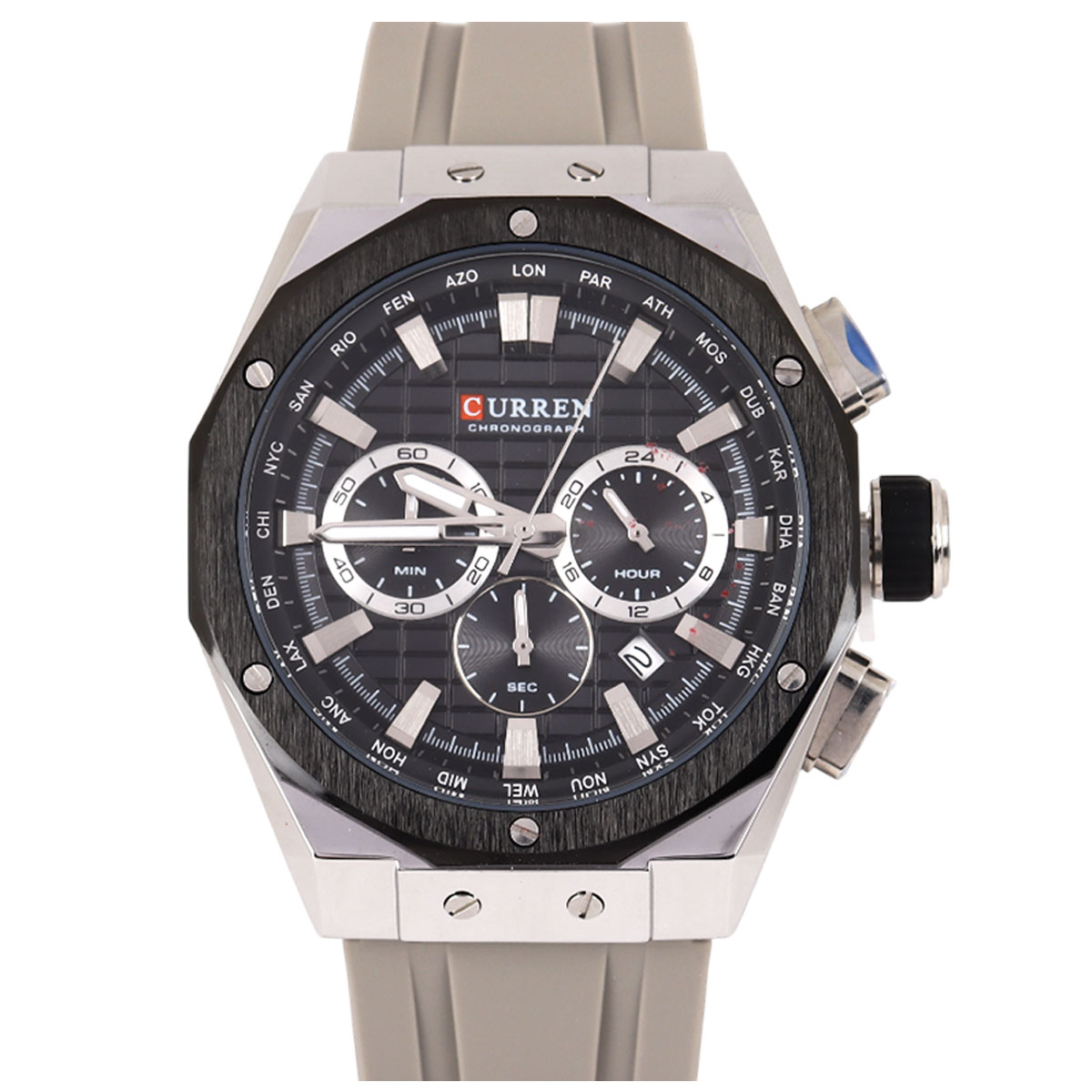Curren Blanche Black Rubber Watch For Men 00483-8464-GRY-S-BK