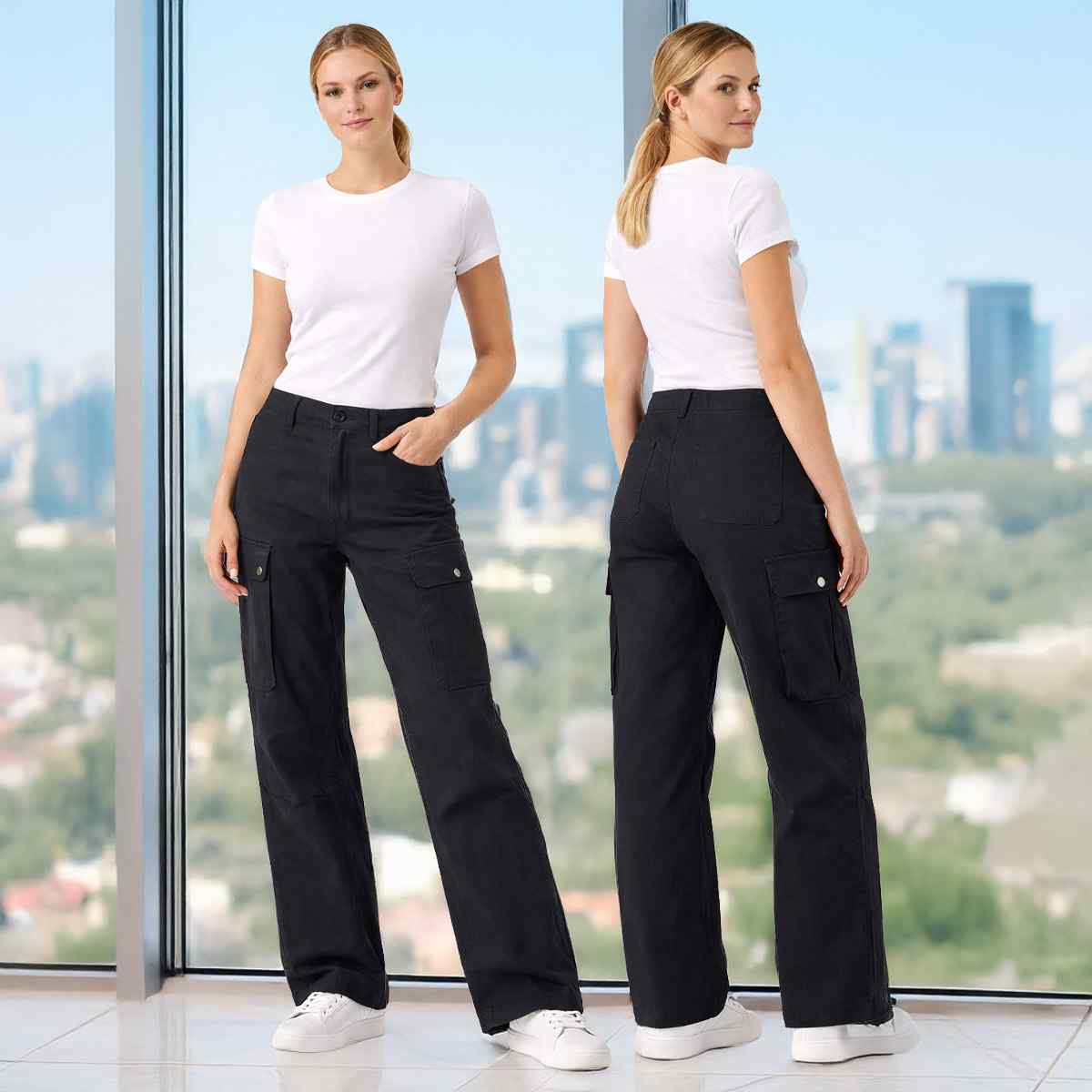  Pants Jeans Staright-XXS-Black