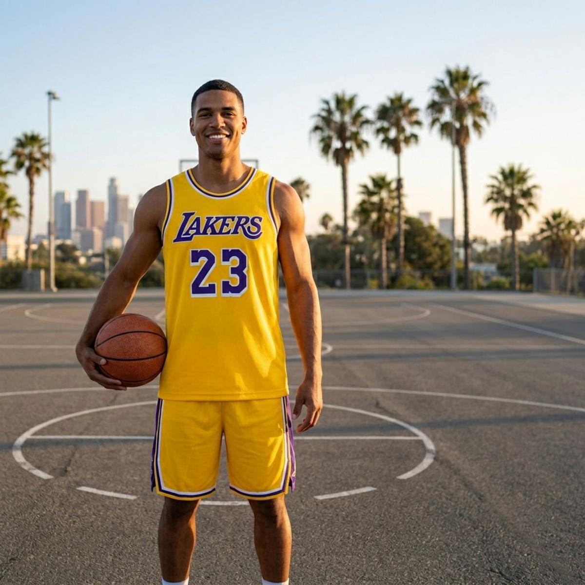 Mens Basket Ball Set Lakers - Yellow-3XL