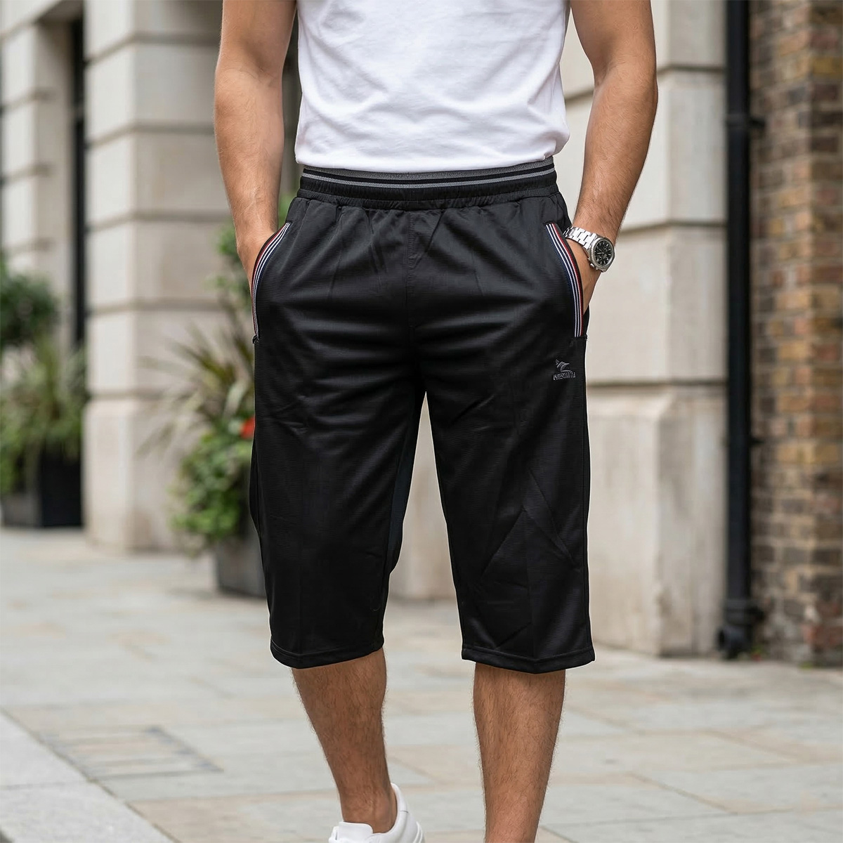 Mens Cotton Bermuda-Black-L