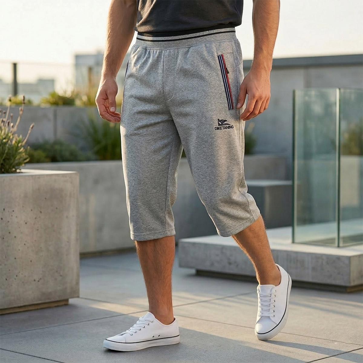 Mens Cotton Bermuda-Light Grey-L