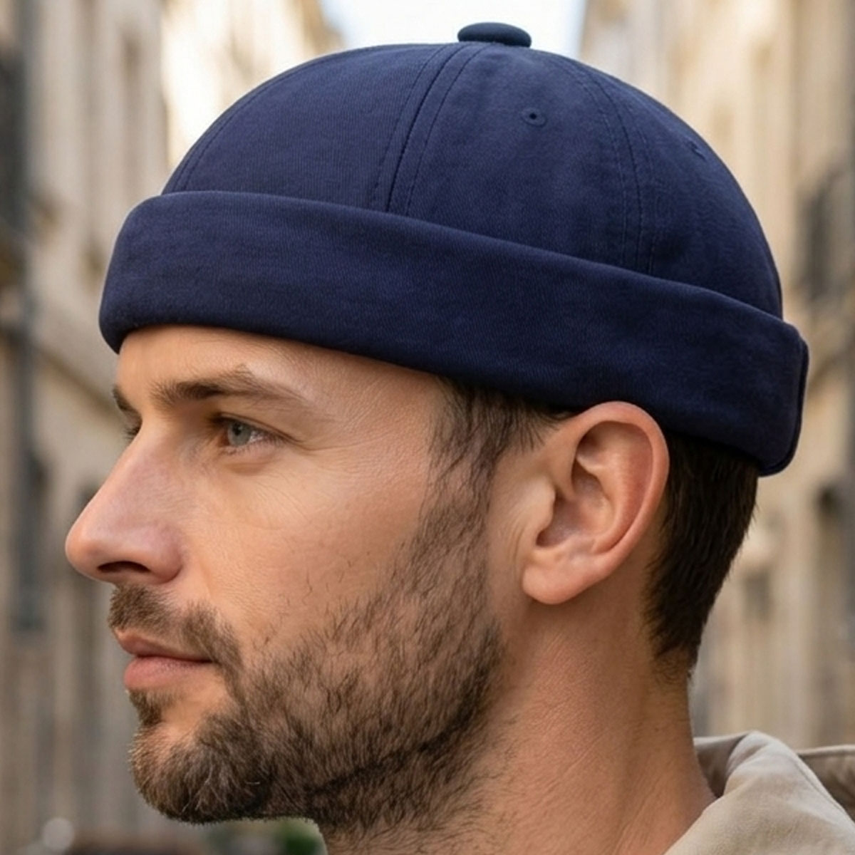Mens Casual Cap - Free Size-Navy Blue