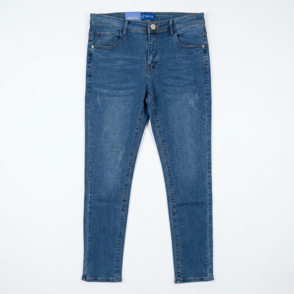 Men's Slim Fit Mid-Wash Denim Jeans - Blue-37