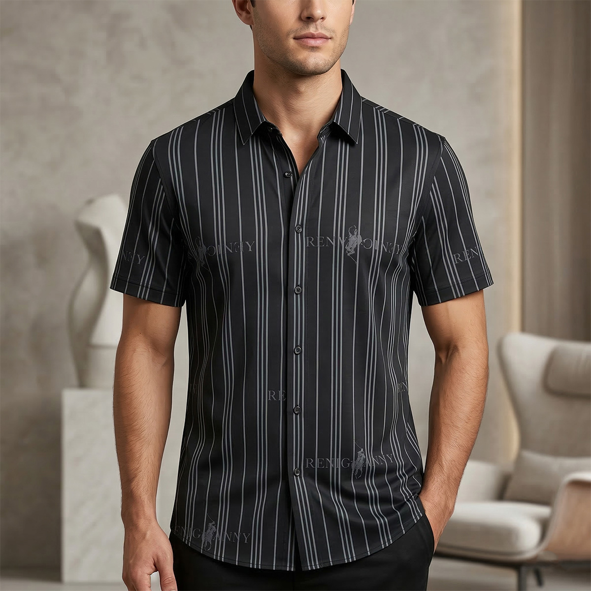 Mens Polo T-Shirt  S/S-Navy Blue-XL