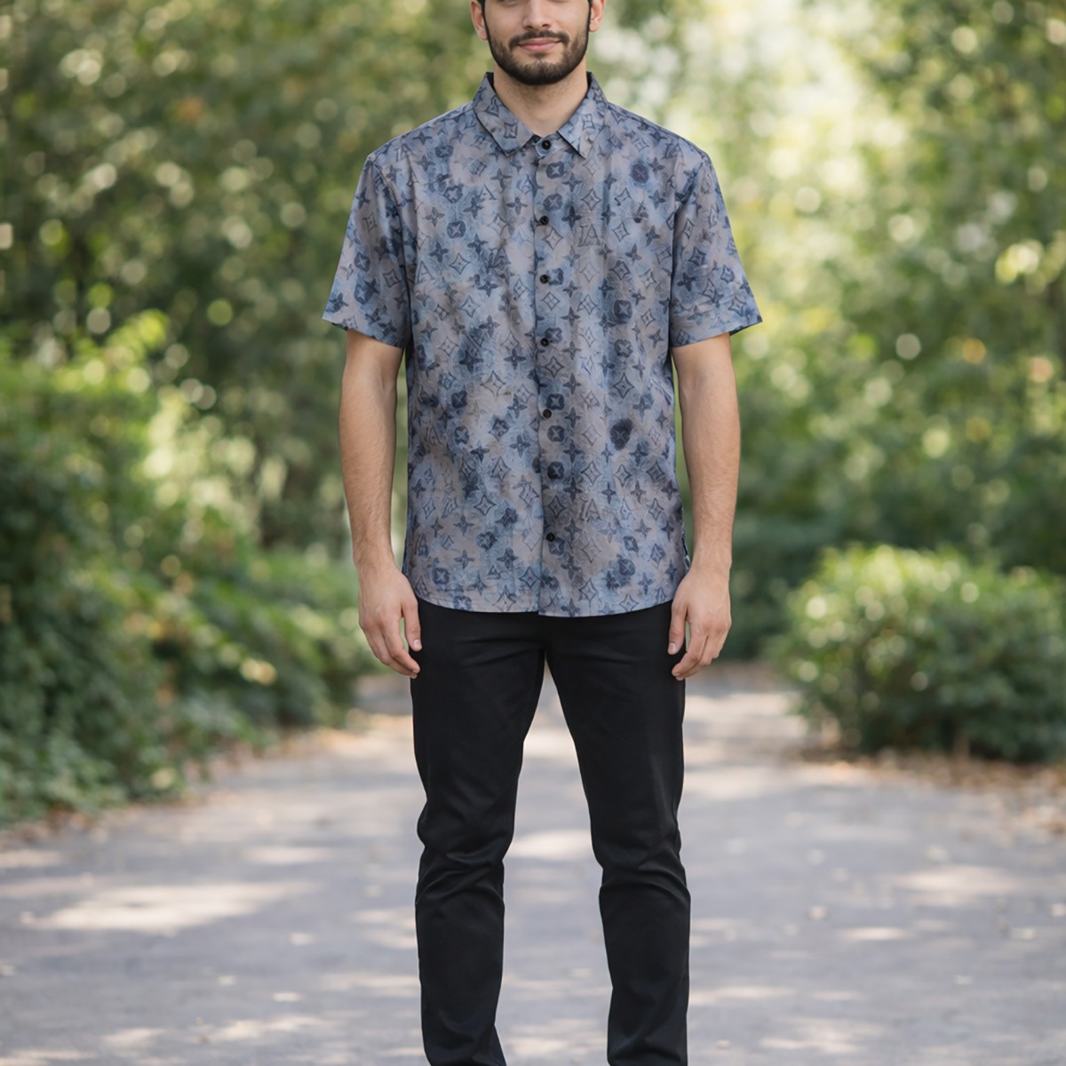Mens Casual Shirt Preinted S/S