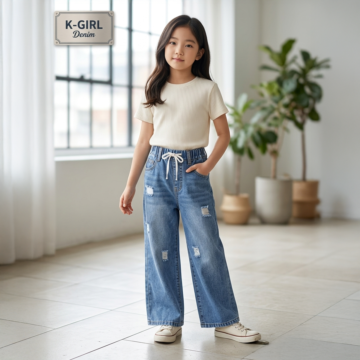 Girls Jeans Pant-6Y-Blue