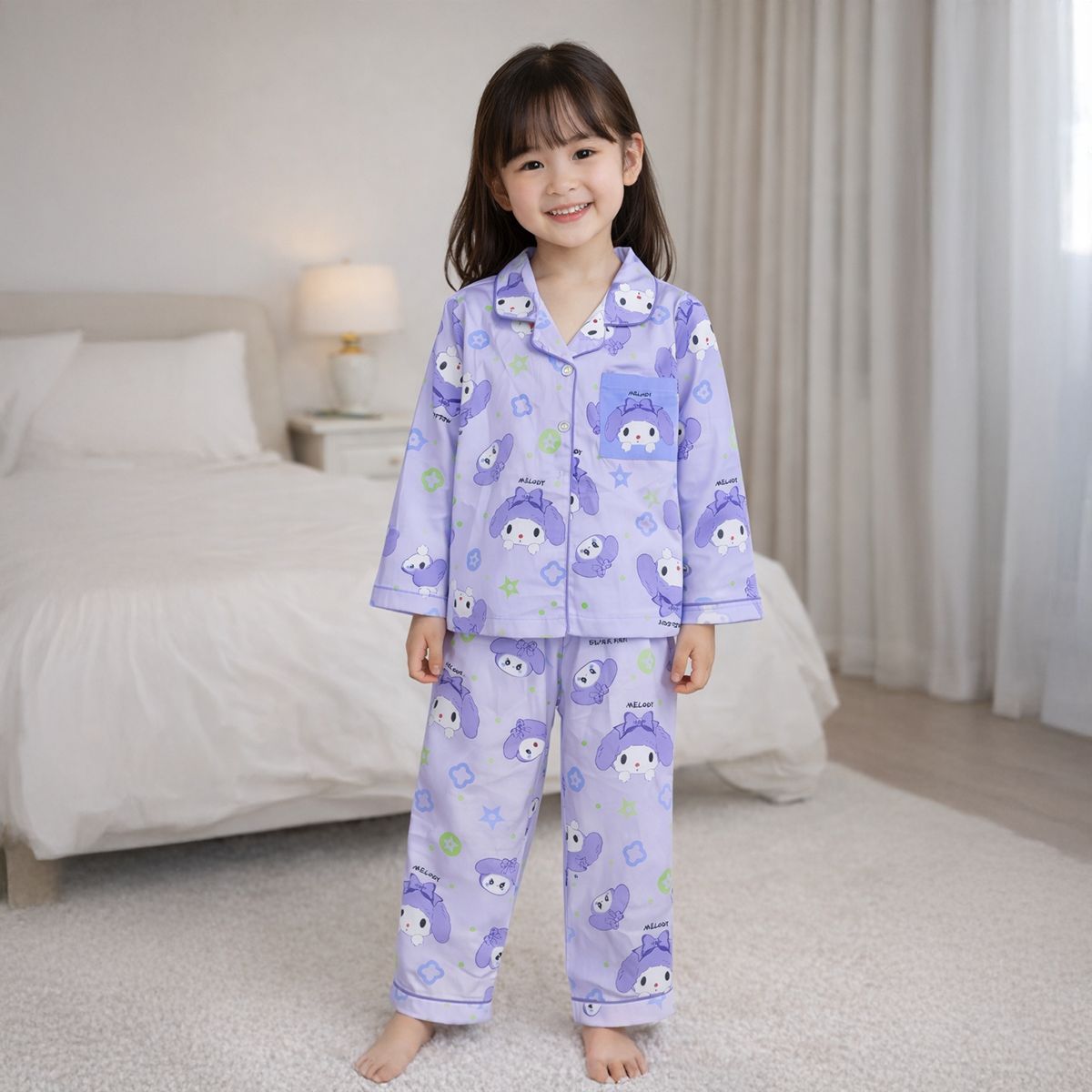 Wnt-Girls Pyjama + Pants L/S-8Y-Purple
