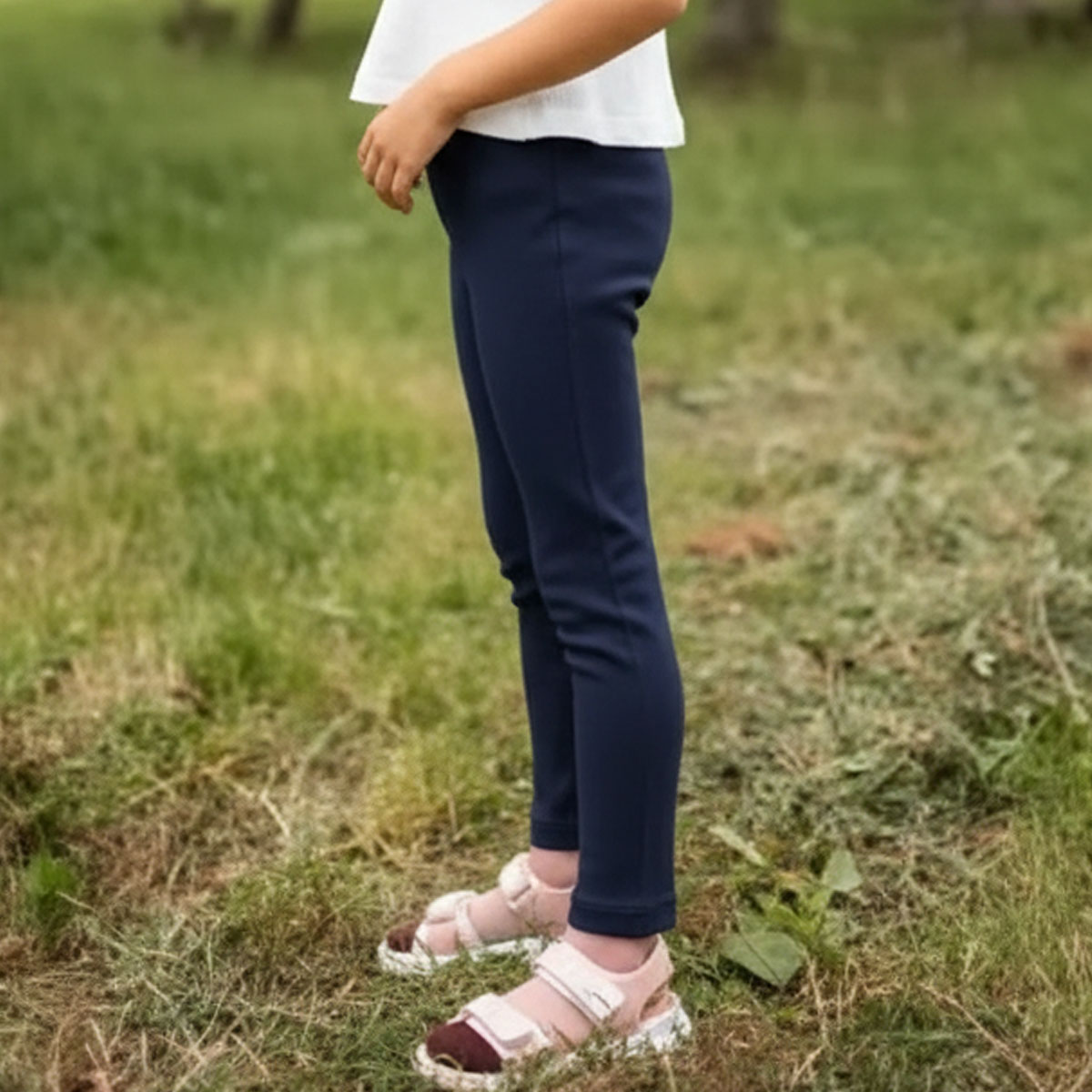 Children's Leggings Beige and Navy-Blue