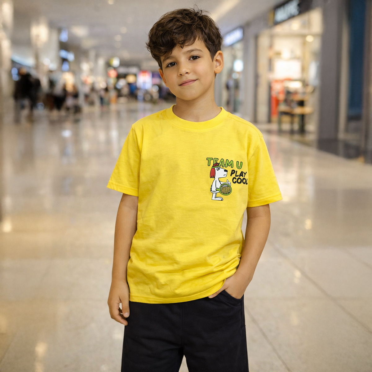 Boys T-Shirt R Neck Plain S/S-7Y-Yellow