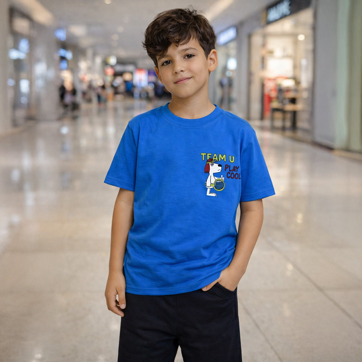 Boys T-Shirt R Neck Plain S/S-6Y-Blue