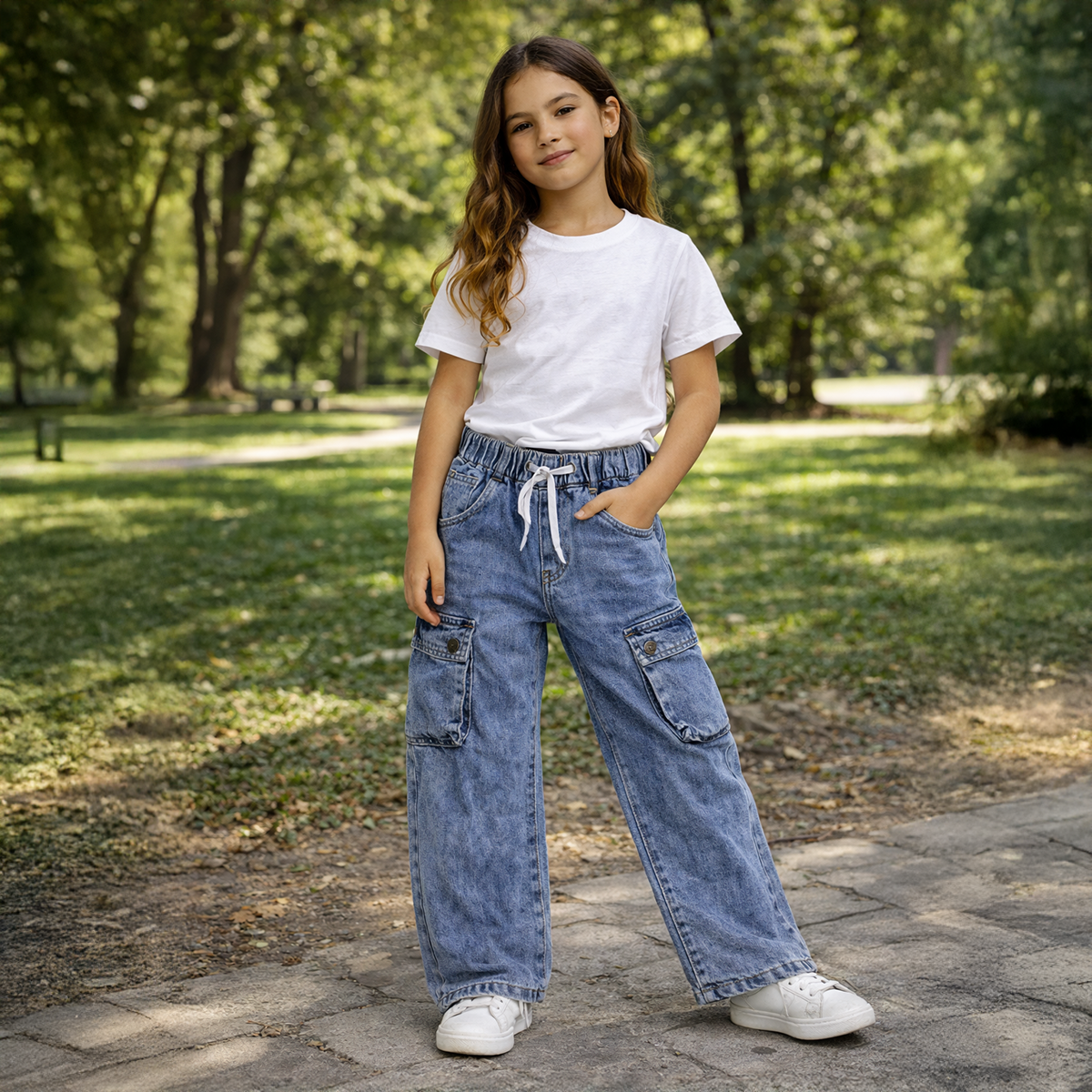 Girl Jeans Pants Regular Fit Blue-15Y